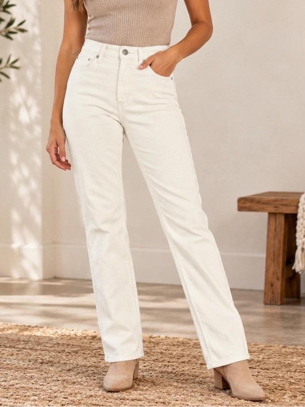 Women's Everyday High-Rise Straight Velvet Pants - Universal Thread™ White 14